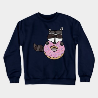 Donut Loving Raccoon Crewneck Sweatshirt